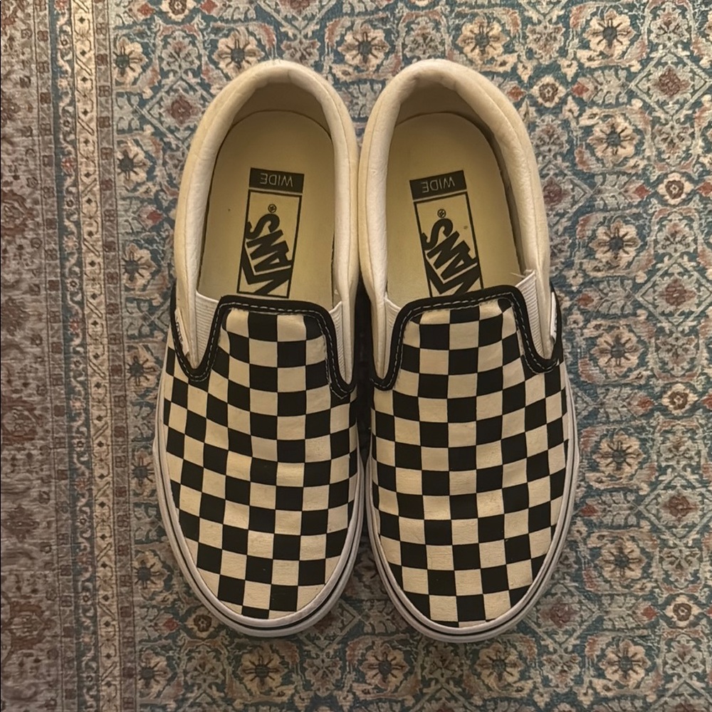 Vans Checkered Slip-On Sneakers - Black and White